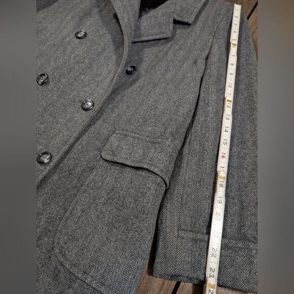 David Baker Double-Breasted Pea Coat Wool L - Picture 5 of 10